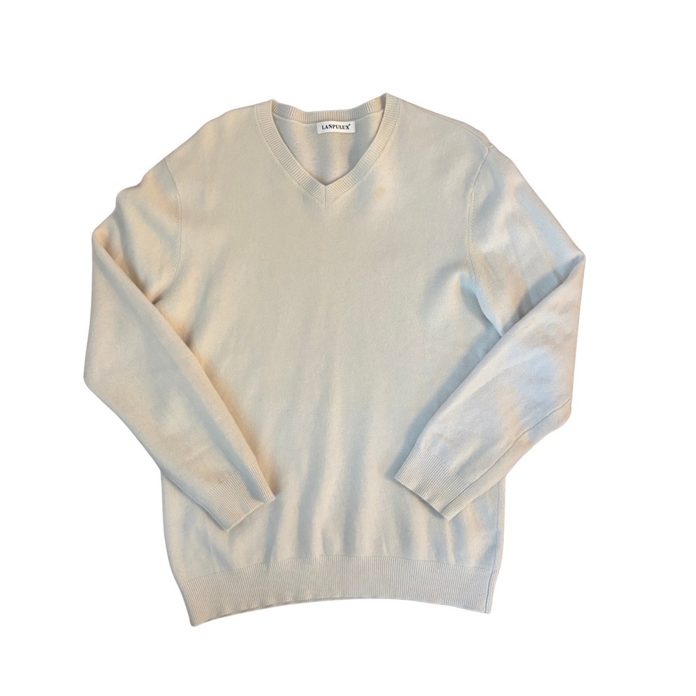 Lanpulux Off-White V-Neck Sweater